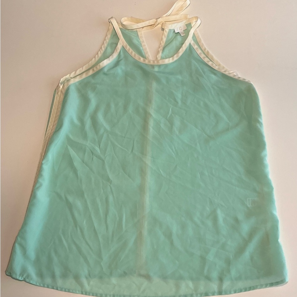Charming Charlie Aqua and Cream Blouse